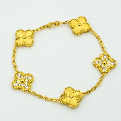 [Opulent Aurora]CLOVER BRACELET 5 MOTIFS GOLD DIAMOND