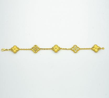 [Opulent Aurora]CLOVER BRACELET 5 MOTIFS GOLD DIAMOND