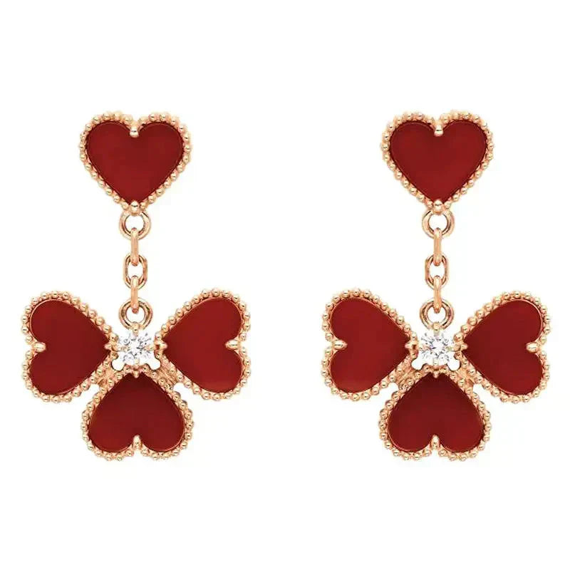 [Opulent Aurora]SWEET CLOVER CARNELIAN EARRINGS