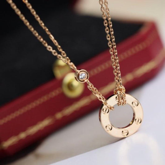 [Opulent Aurora]LOVE NECKLACE ADJUSTABLE ROSE GOLD 2 DIAMOND