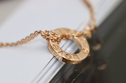 [Opulent Aurora]LOVE NECKLACE ADJUSTABLE ROSE GOLD 2 DIAMOND