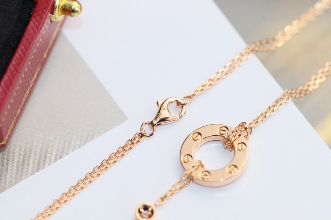 [Opulent Aurora]LOVE NECKLACE ADJUSTABLE ROSE GOLD 2 DIAMOND