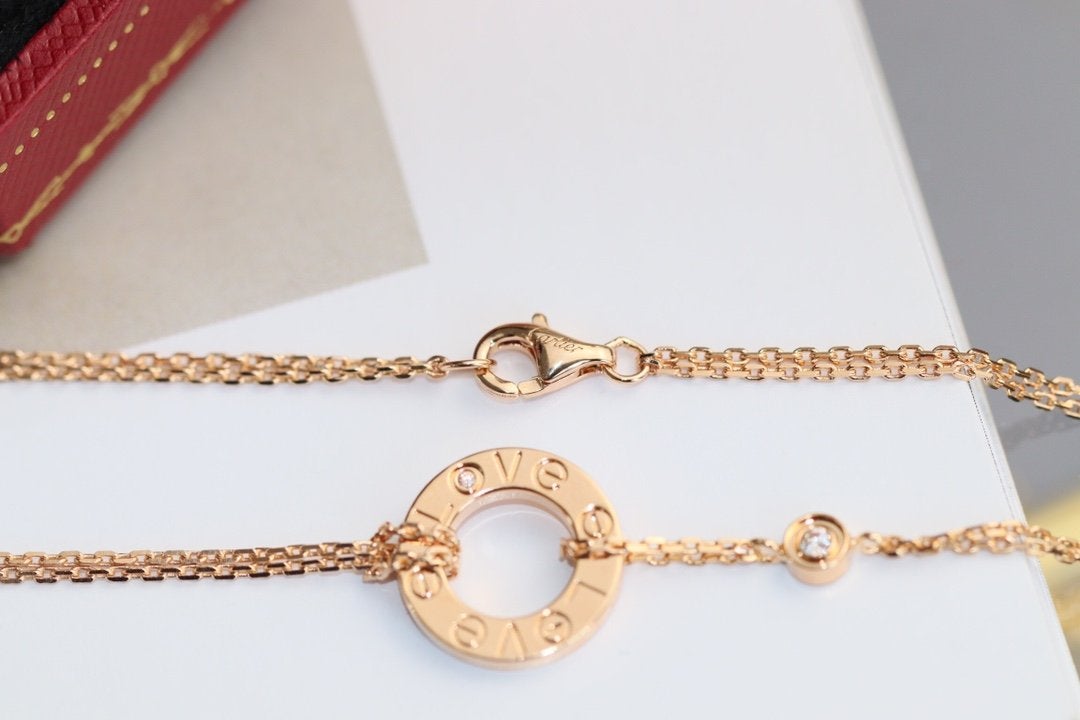 [Opulent Aurora]LOVE NECKLACE ADJUSTABLE ROSE GOLD 2 DIAMOND