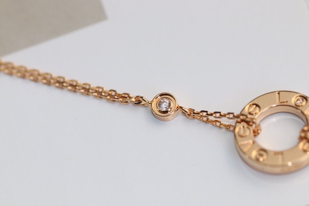 [Opulent Aurora]LOVE NECKLACE ADJUSTABLE ROSE GOLD 2 DIAMOND