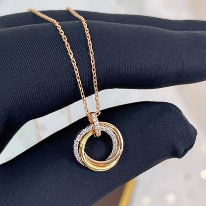 [Opulent Aurora]TRINITY NECKLACE SILVER GOLD PINK GOLD DIAMONDS