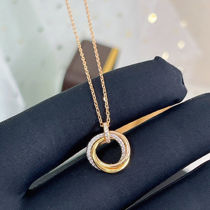 [Opulent Aurora]TRINITY NECKLACE SILVER GOLD PINK GOLD DIAMONDS