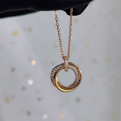 [Opulent Aurora]TRINITY NECKLACE SILVER GOLD PINK GOLD DIAMONDS