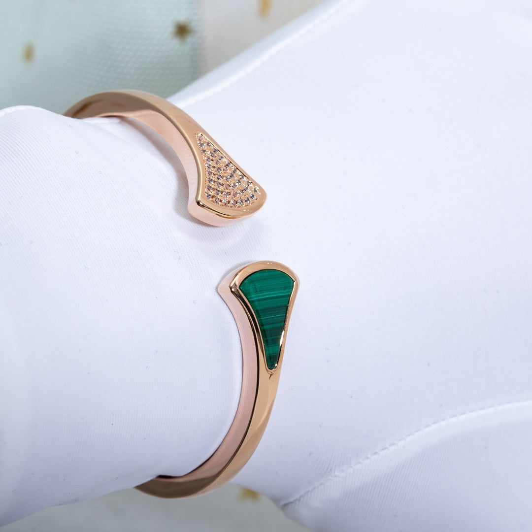 [Opulent Aurora]DREAM BRACELET OPEN MALACHITE PINK GOLD