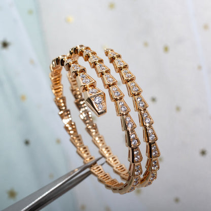 [Opulent Aurora]SERPENTI BRACELET PINK GOLD DIAMOND DOUBLE ROW