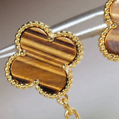 [Opulent Aurora]CLOVER  2 MOTIF  TIGER EYE CARNELIAN EARRINGS