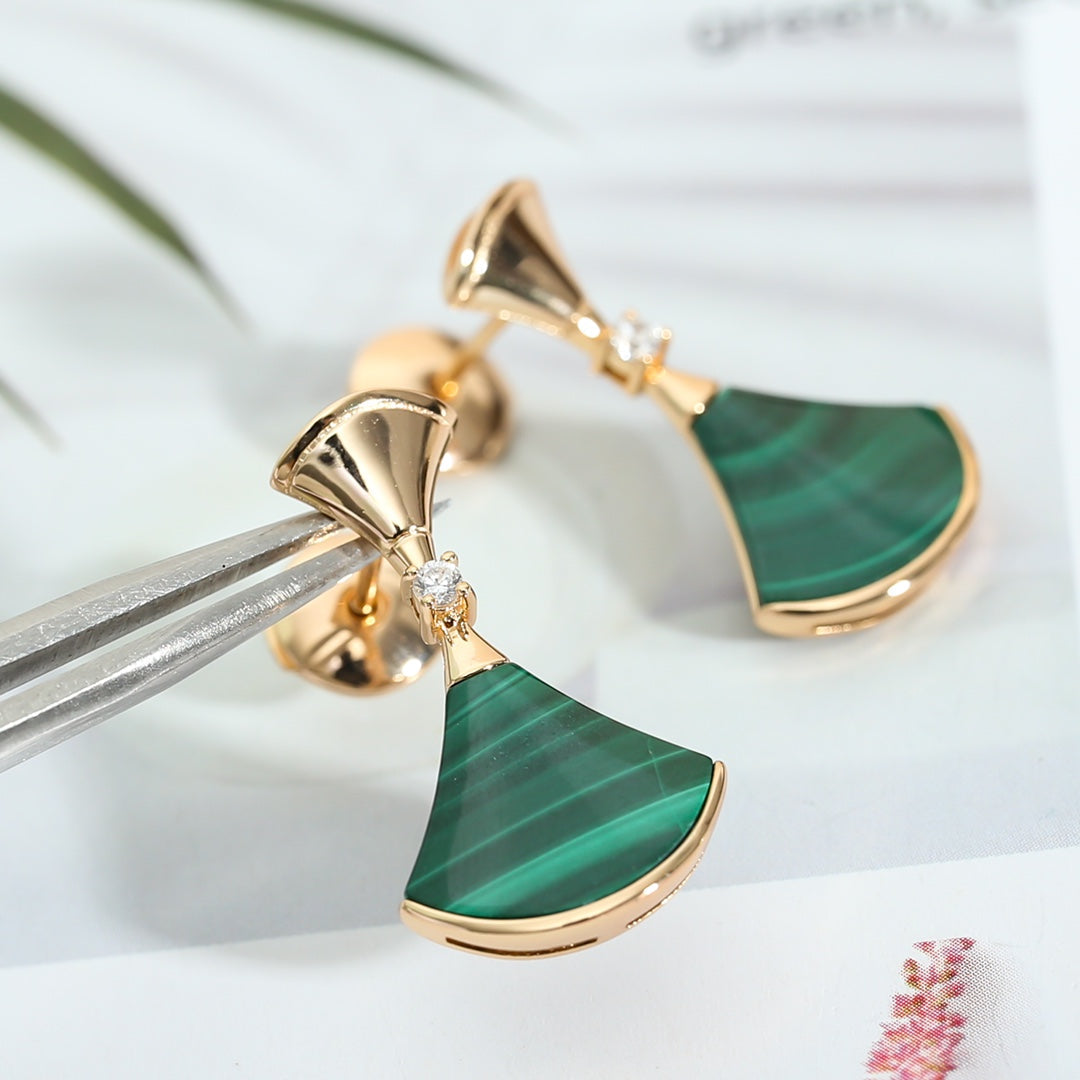 [Opulent Aurora]DREAM MALACHITE PINK GOLD EARRINGS