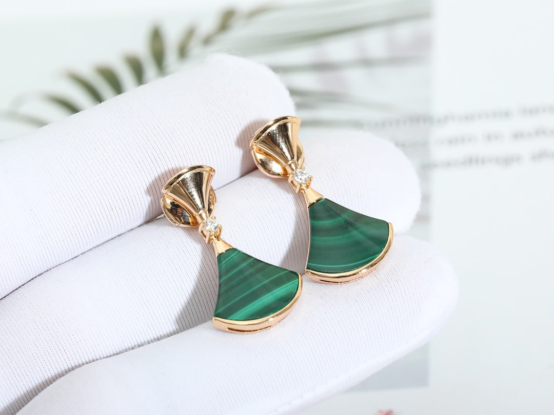 [Opulent Aurora]DREAM MALACHITE PINK GOLD EARRINGS