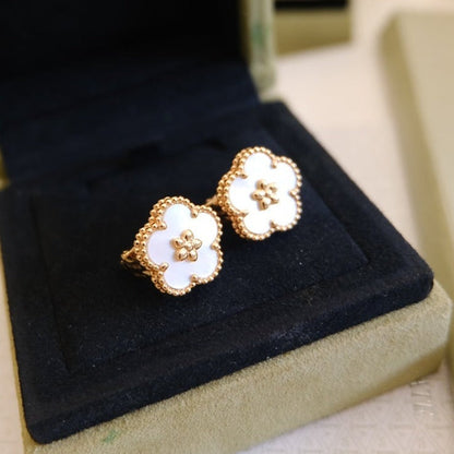 [Opulent Aurora]LUCKY PINK GOLD WHITE MOP EARRINGS