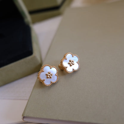 [Opulent Aurora]LUCKY PINK GOLD WHITE MOP EARRINGS