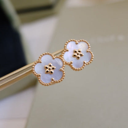 [Opulent Aurora]LUCKY PINK GOLD WHITE MOP EARRINGS