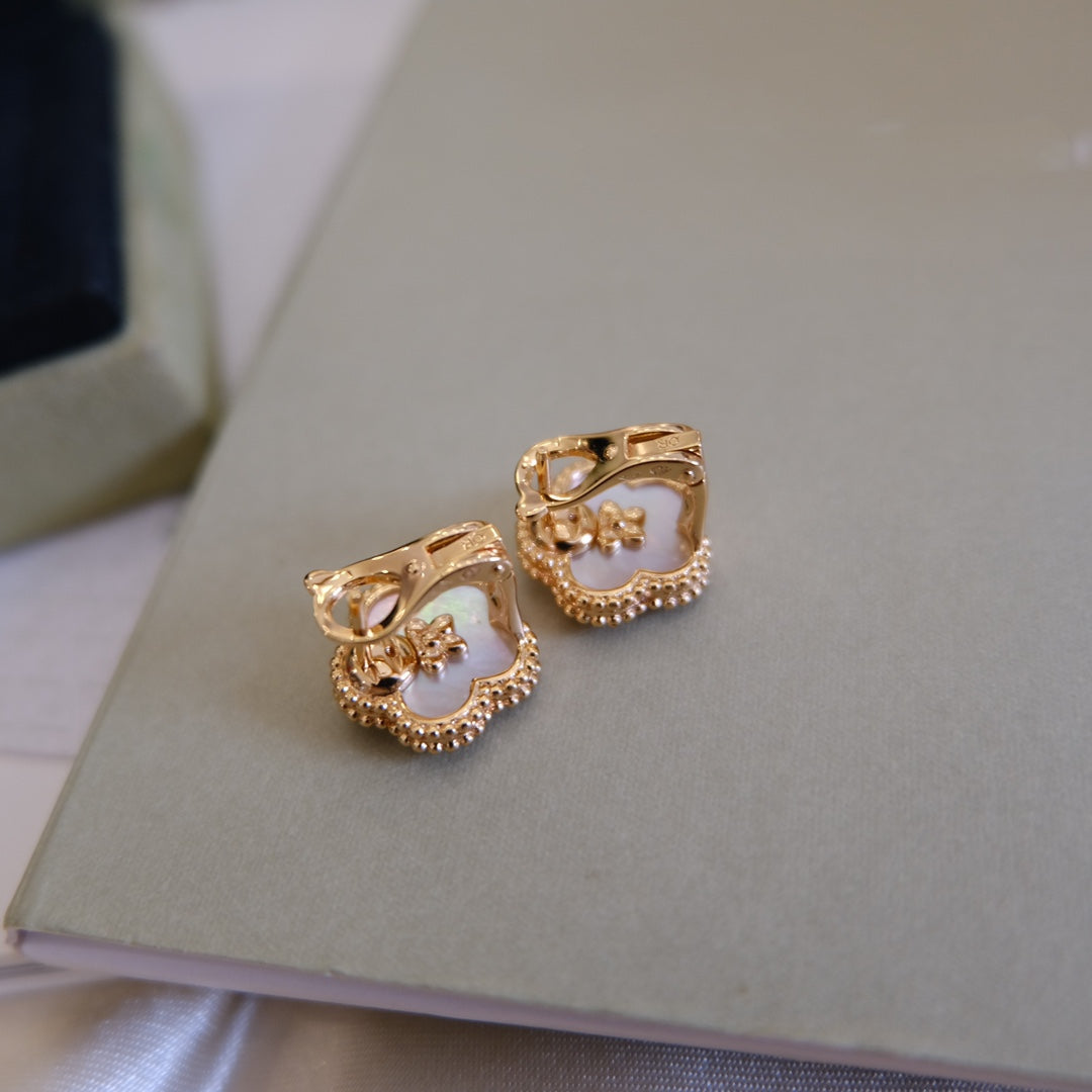 [Opulent Aurora]LUCKY PINK GOLD WHITE MOP EARRINGS