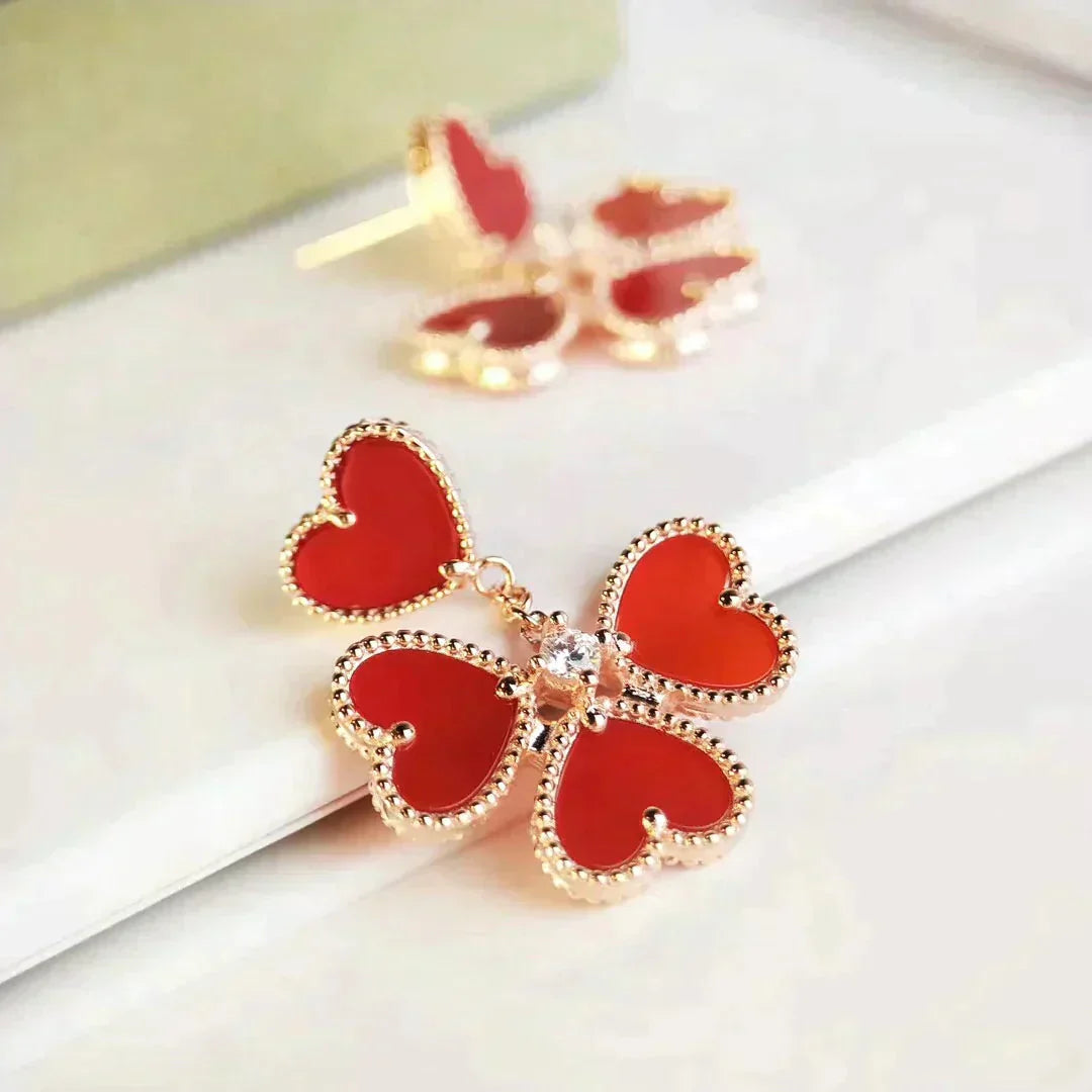 [Opulent Aurora]SWEET CLOVER CARNELIAN EARRINGS