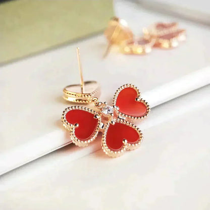 [Opulent Aurora]SWEET CLOVER CARNELIAN EARRINGS