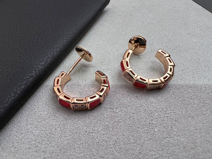 [Opulent Aurora]SERPENTI CARNELIAN PINK GOLD EARRINGS