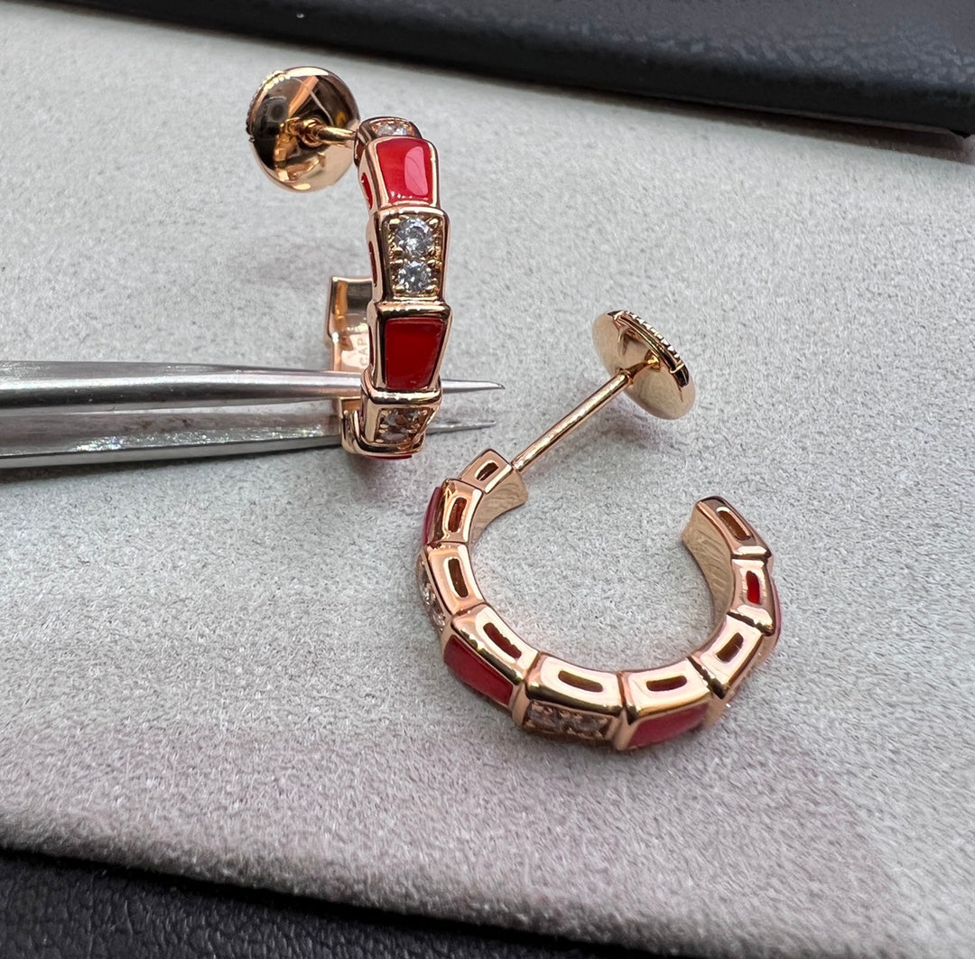 [Opulent Aurora]SERPENTI CARNELIAN PINK GOLD EARRINGS