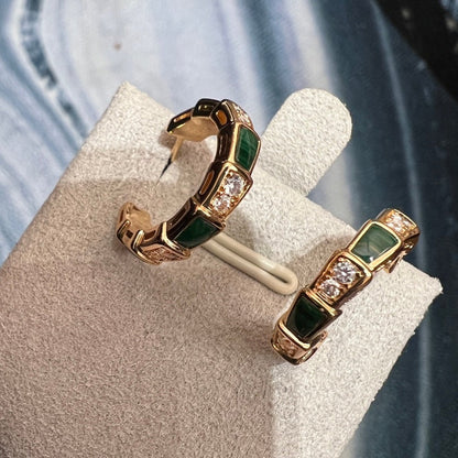 [Opulent Aurora]SERPENTI MALACHITE PINK GOLD EARRINGS