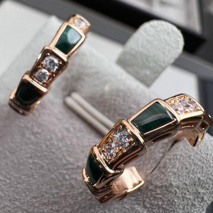 [Opulent Aurora]SERPENTI MALACHITE PINK GOLD EARRINGS