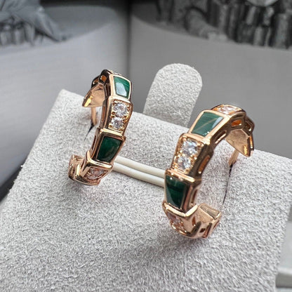 [Opulent Aurora]SERPENTI MALACHITE PINK GOLD EARRINGS