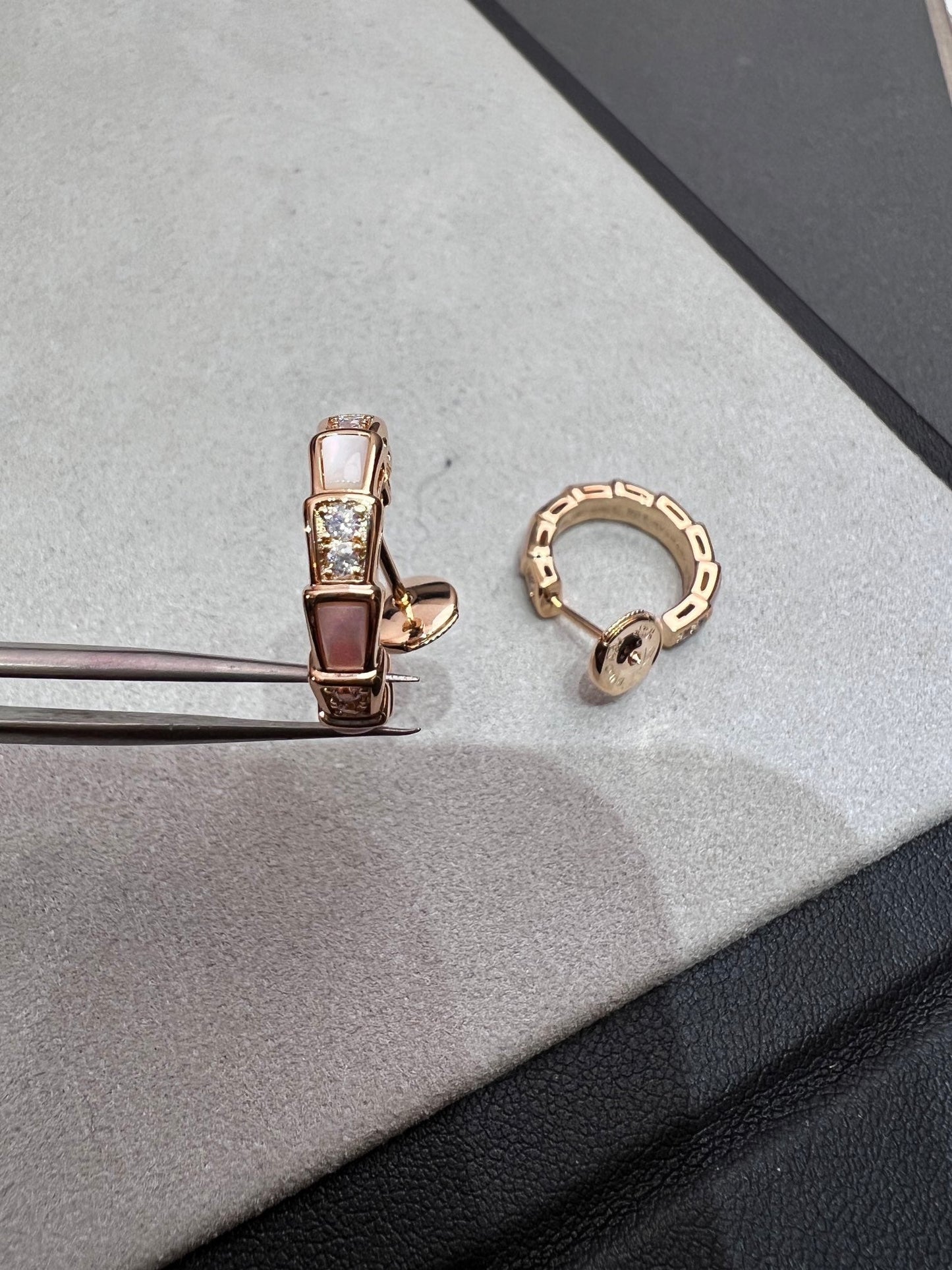 [Opulent Aurora]SERPENTI MOP PINK GOLD EARRINGS