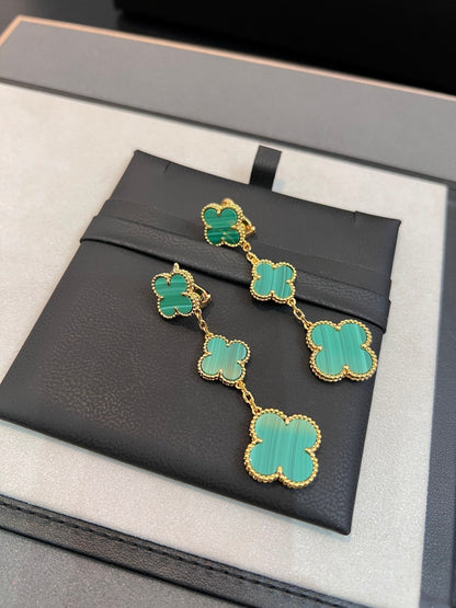 [Opulent Aurora]CLOVER MALACHITE 3 MOTIFS GOLD