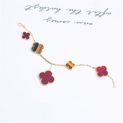 [Opulent Aurora]CLOVER BRACELET 5 MOTIFS CARNELIAN TIGER EYE