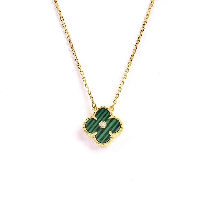 [Opulent Aurora]CLOVER 15MM DIAMOND TURQUOISE NECKLACE