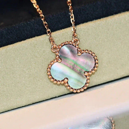 [Opulent Aurora]CLOVER 15MM  GRAY MOTHER OF PEARL NECKLACE