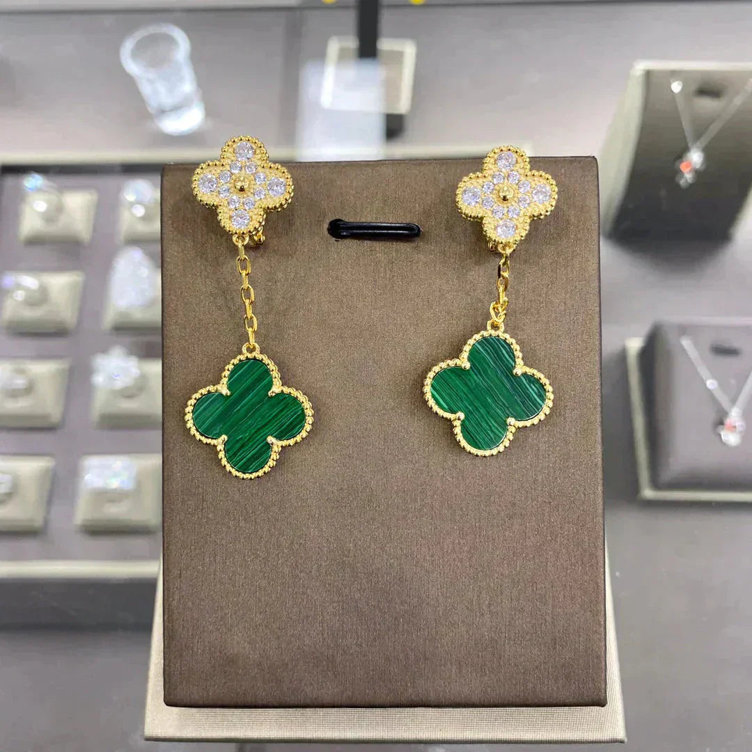 [Opulent Aurora]CLOVER  2 MOTIFS  DIAMOND  EARRINGS (MULTIPLE CHOICESç´