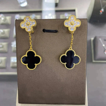 [Opulent Aurora]CLOVER  2 MOTIFS  DIAMOND  EARRINGS (MULTIPLE CHOICESç´