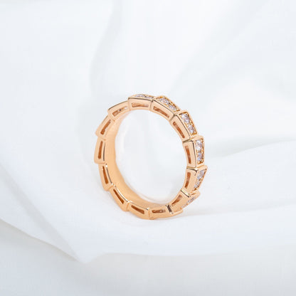 [Opulent Aurora]SERPENTI RING PINK GOLD DIAMOND PAVED 3MM