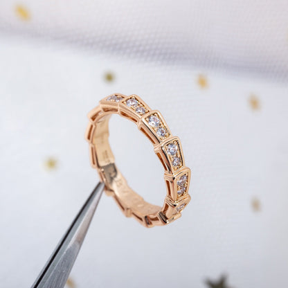 [Opulent Aurora]SERPENTI RING PINK GOLD DIAMOND PAVED 3MM