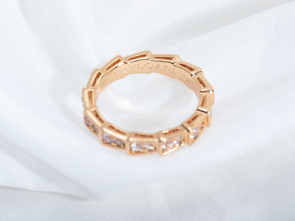 [Opulent Aurora]SERPENTI RING PINK GOLD DIAMOND PAVED 3MM