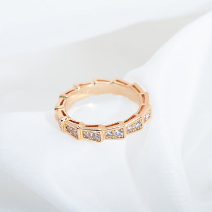 [Opulent Aurora]SERPENTI RING PINK GOLD DIAMOND PAVED 3MM