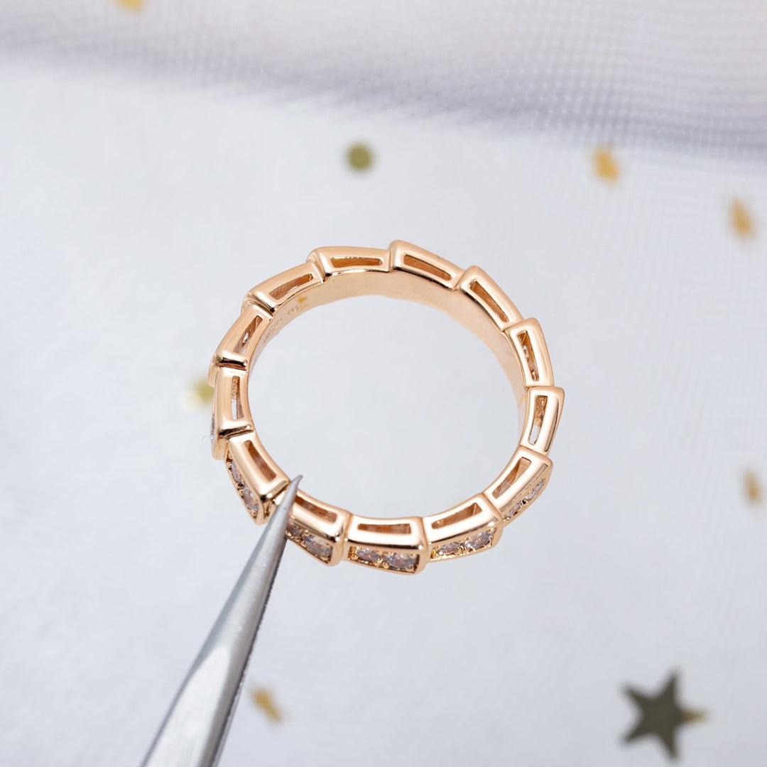 [Opulent Aurora]SERPENTI RING PINK GOLD DIAMOND PAVED 3MM