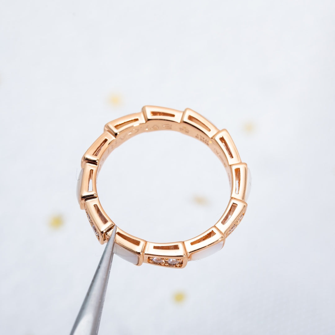 [Opulent Aurora]SERPENTI RING PINK GOLD DIAMOND MOP 3MM