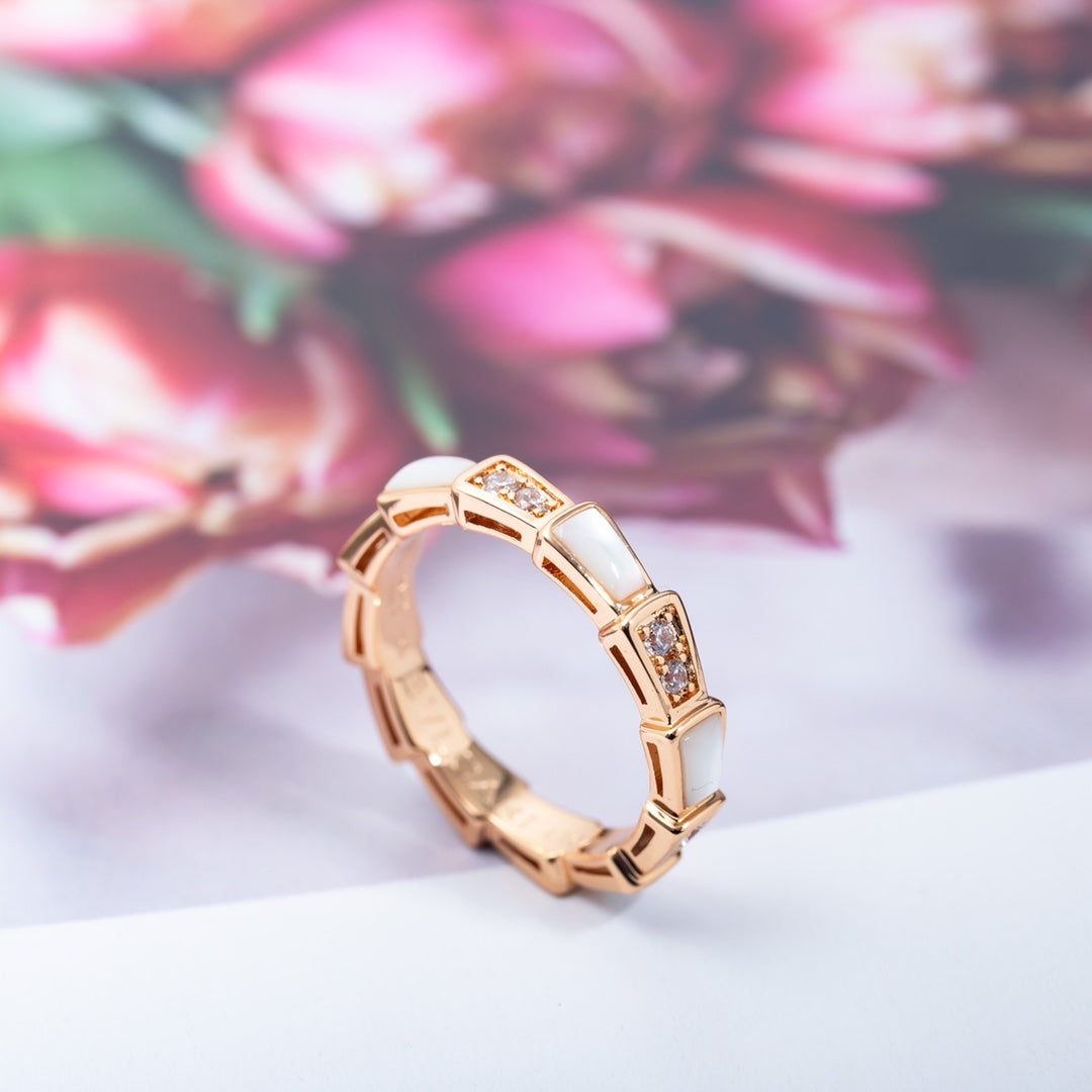 [Opulent Aurora]SERPENTI RING PINK GOLD DIAMOND MOP 3MM