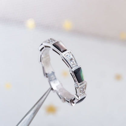 [Opulent Aurora]SERPENTI RING SILVER  DIAMOND BLACK MOP 3MM