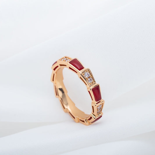 [Opulent Aurora]SERPENTI RING PINK GOLD CARNELIAN DIAMOND 3MM