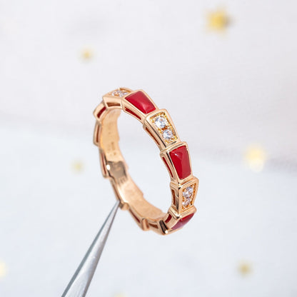 [Opulent Aurora]SERPENTI RING PINK GOLD CARNELIAN DIAMOND 3MM