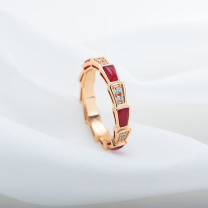 [Opulent Aurora]SERPENTI RING PINK GOLD CARNELIAN DIAMOND 3MM