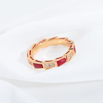 [Opulent Aurora]SERPENTI RING PINK GOLD CARNELIAN DIAMOND 3MM