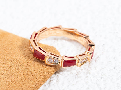 [Opulent Aurora]SERPENTI RING PINK GOLD CARNELIAN DIAMOND 3MM