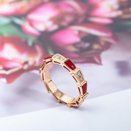 [Opulent Aurora]SERPENTI RING PINK GOLD CARNELIAN DIAMOND 3MM