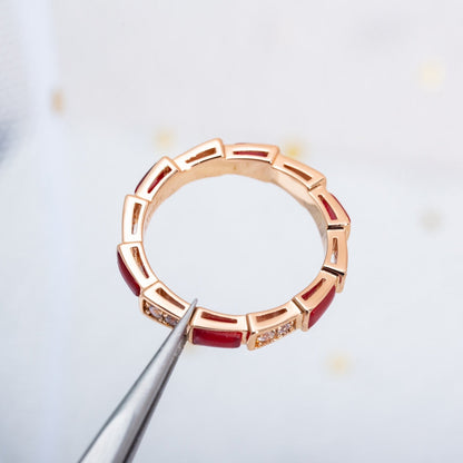 [Opulent Aurora]SERPENTI RING PINK GOLD CARNELIAN DIAMOND 3MM