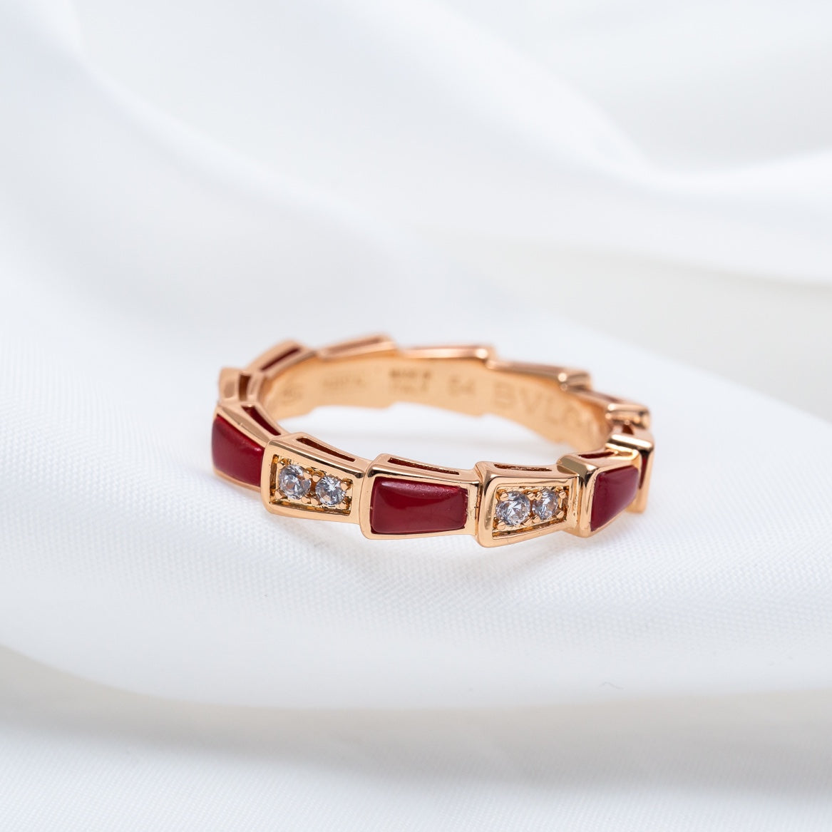 [Opulent Aurora]SERPENTI RING PINK GOLD CARNELIAN DIAMOND 3MM